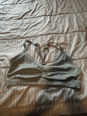 Gymshark Light Gray Ruched Strappy Sports Bra